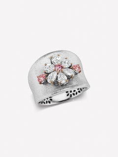 Argyle Pink™ Diamond Floral Band - Pink Diamonds, J FINE - J Fine, ring - Pink Diamond Jewelry, argyle-pink™-diamond-floral-band-by-j-fine - Argyle Pink Diamonds