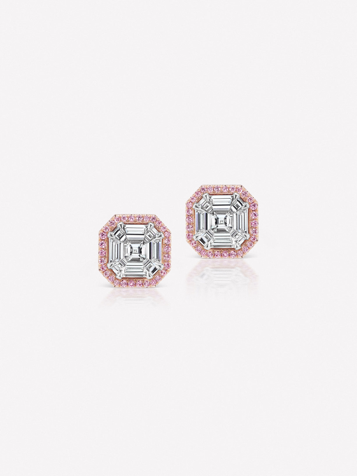 Argyle Pink™ Diamond Invisibly Set Asscher Cut Earrings - Pink Diamonds, J FINE - J Fine, earrings - Pink Diamond Jewelry, argyle-pink™-diamond-invisibly-set-asscher-cut-earrings-by-j-f-i