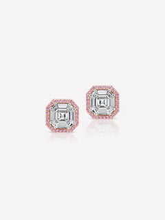 Argyle Pink™ Diamond Invisibly Set Asscher Cut Earrings - Pink Diamonds, J FINE - J Fine, earrings - Pink Diamond Jewelry, argyle-pink™-diamond-invisibly-set-asscher-cut-earrings-by-j-f-i