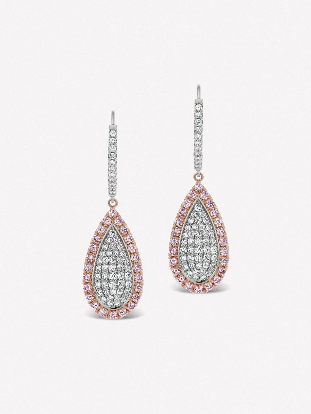 Argyle Pink™ Diamond Pear Shape Drop Earrings - Pink Diamonds, J FINE - J Fine, earrings - Pink Diamond Jewelry, argyle-pink™-diamond-pear-shape-drop-earrings-by-j-f-i-n-e - Argyle Pink D