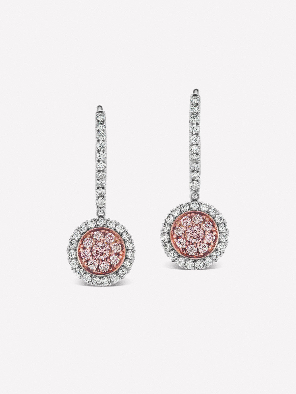 Argyle Pink™ Diamond Double Halo Drop Earring - Pink Diamonds, J FINE - J Fine, earrings - Pink Diamond Jewelry, argyle-bezel-drop-earring - Argyle Pink Diamonds